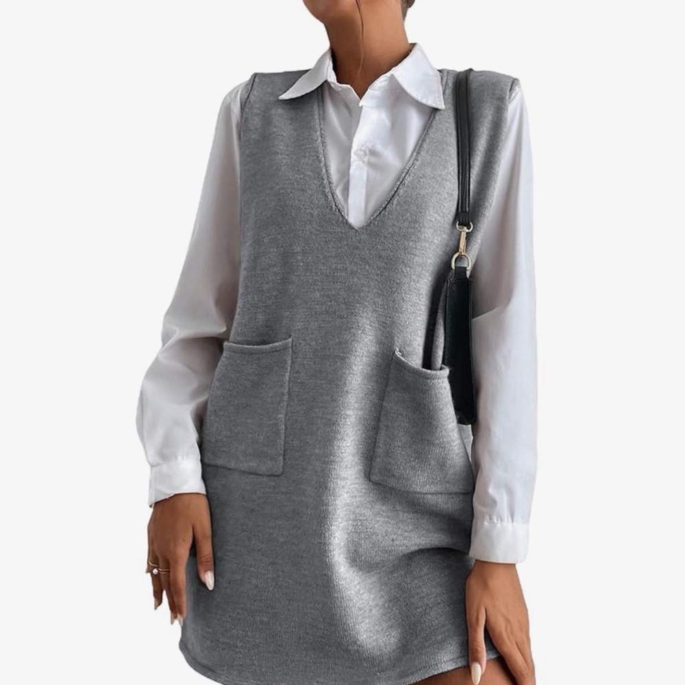 Elegant Gray Sleeveless Midi Dress - Picture 8 of 8